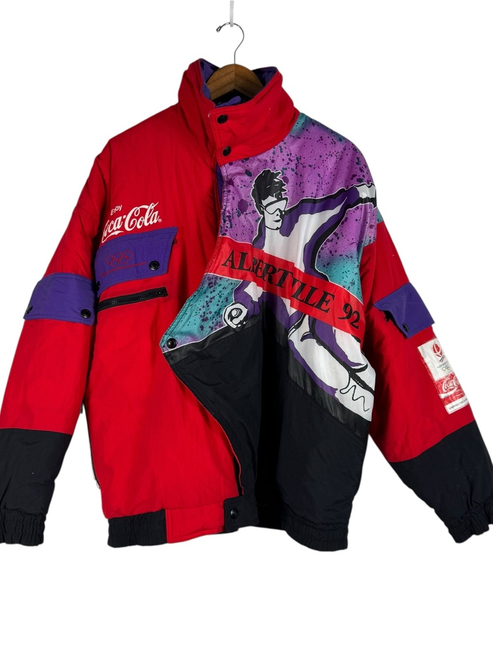 Vintage 1992 Coca-Cola Albertville Olympics Jacket Large Communicorp Ski Graphic
